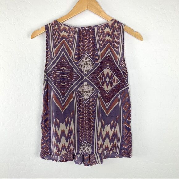 Anthropologie Edme & Estylle purple and filament silk top size 0 - Picture 2 of 6